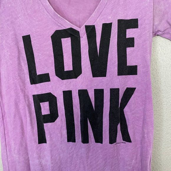 PINK VICTORIA'S SECRET Purple 'Love Pink'‎ Shirt XS - Picture 2 of 4